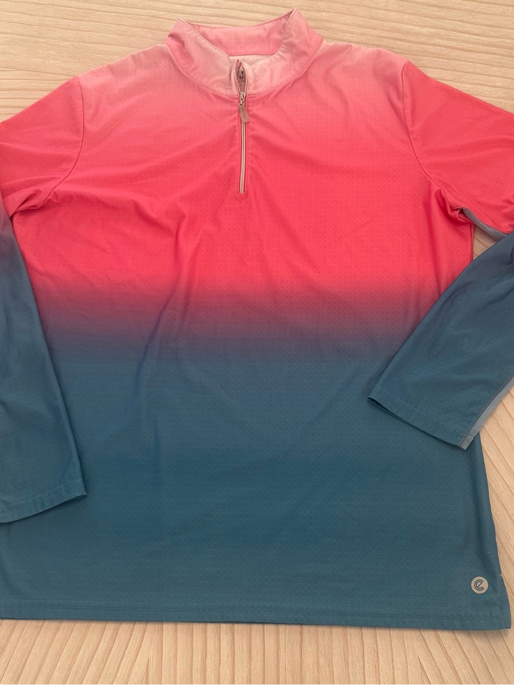 Women's Long Sleeve Gradient Quarter-Zip Top - Pink to Teal